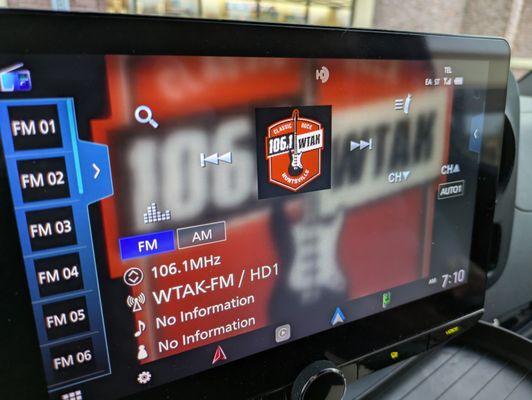 WTAK on my car's monitor screen