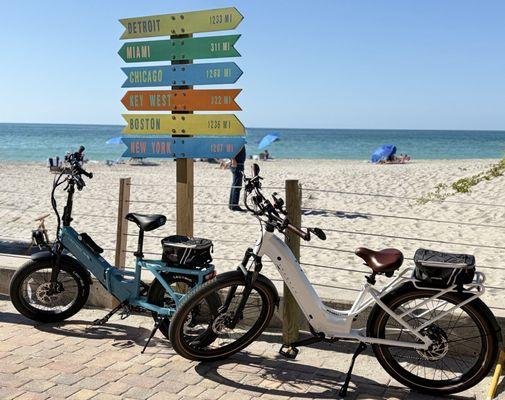 Picked up our bikes today and went 20 miles, last stop at Sharkey's On The Pier. Thank you Big Bam E-Bikes!