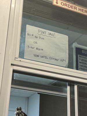 Sale until they close for the season on Oct 15