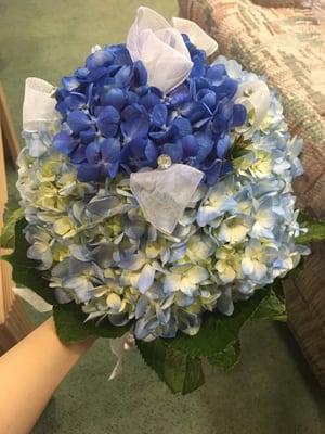 My wedding bouquet! Blue hygrandrea