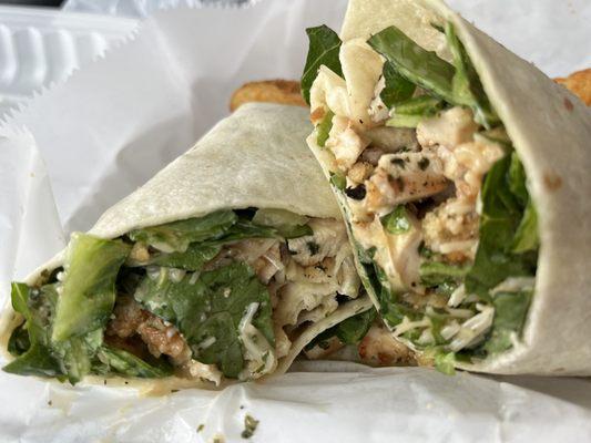 Chicken Caesar wrap was kind of dry but decent flavor.