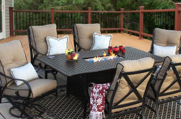 Newport 7-piece set with 44 x 84 rectangle fire table
