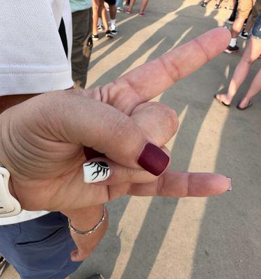 Matte red and she painted the Godsmack logo on the one and Staind on the other!