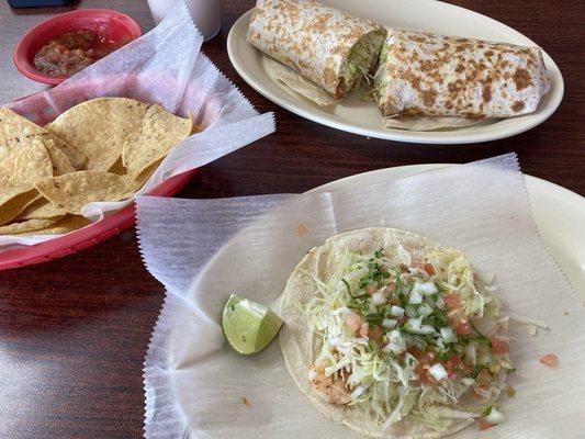 Super Burrito and Shrimp Taco