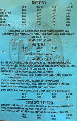 Menu... :) the large Ham Sub is great!!!