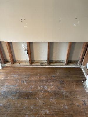 Removal of water damage drywall 2ft up