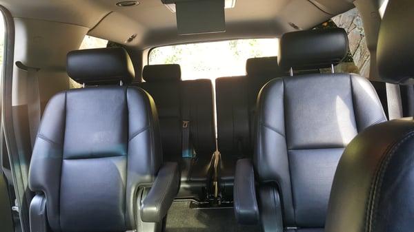 Inside front view of SUV.