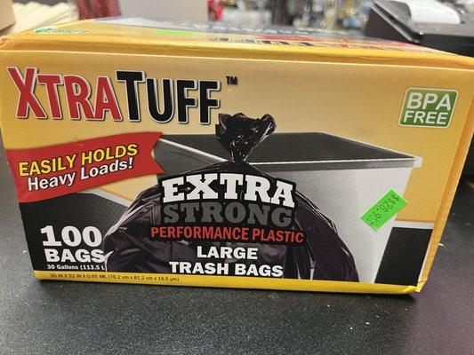 Black trash bags 30 gallon 100 pc $28.95