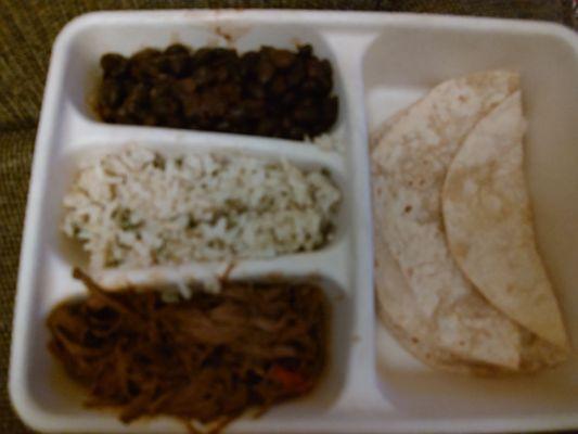 Build your own kid's tacos....Barbacoa, black beans and brown rice