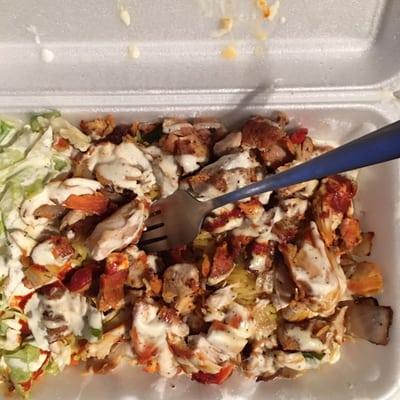 Hahahahahalal. This chicken over rice ain't no laughing matter!