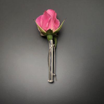 Sterling silver vase pin that holds water and fresh flowers!