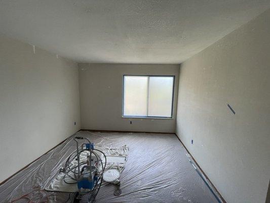 Prepping before putting first coat.