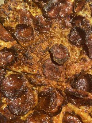 Overcooked dry pizza