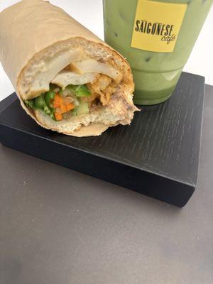 Fish Cake Banh Mi & Matcha Latte :)