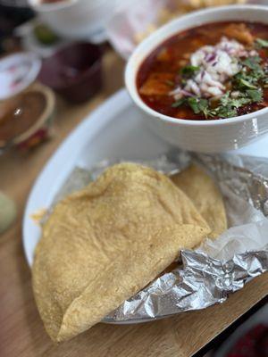 Menudo and fresh made corn tortillas amazing