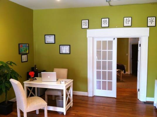 Office with treatment room in the background