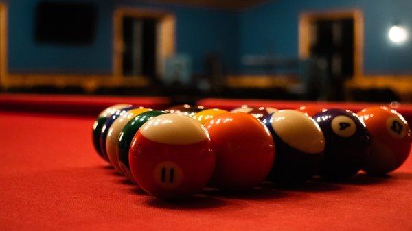 Pool tables in the main hall