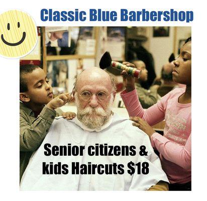 Senior Citizens and kids haircut special offer.