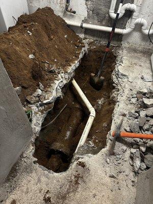 Sewer Line being replaced