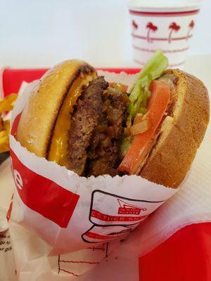 Double Double ($5.30) Animal Style, no pickles