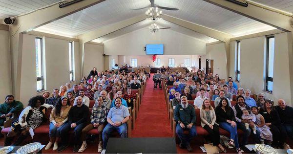 The church posing for our 7th anniversary photo.