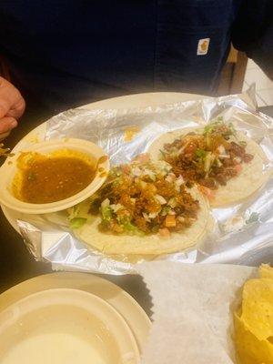 Chorizo Tacos, chili sauce