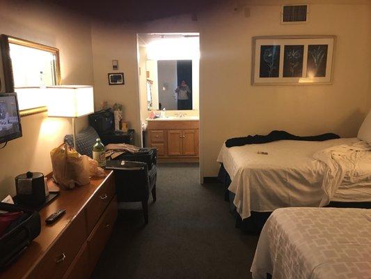 Basic older room, old fixtures Clean! Outside doors, street noise. garage $5 each entrance, six blocks to Main Hospital MCV