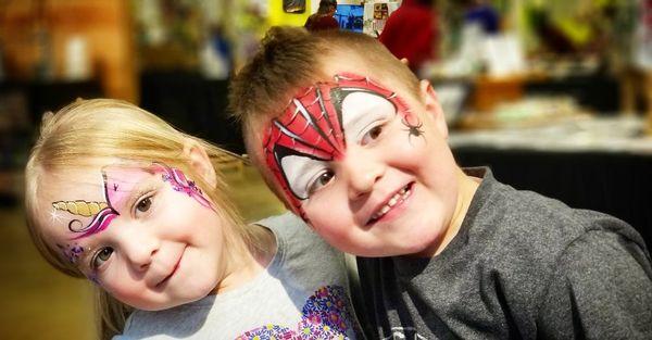 Unicorn and Spiderman face painting