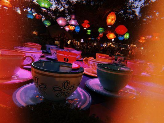 Mad Tea Party at night