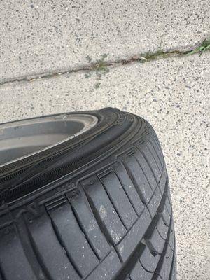 The air bubble on the back of the tire they sold me
