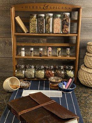 Spell vials and herbs