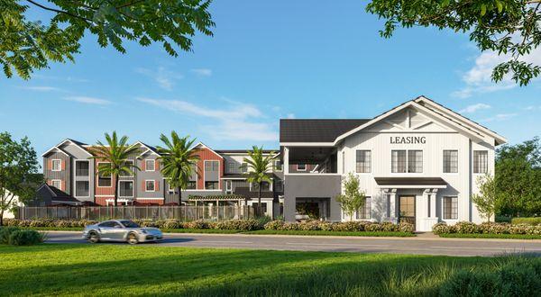 Expansive Two-Story Clubhouse with a Generous Indoor-Outdoor Fitness Center, Yoga Room, Game Room, Demonstration, Kitchen and More