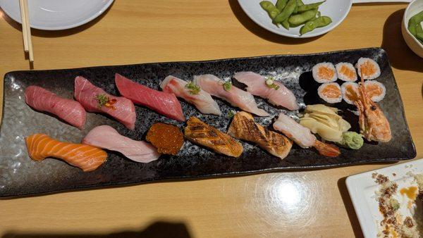 Expensive Sashimi and some of them are great. Seared salmon was Awesome