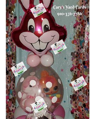 Cary's Yard Cards offers LOL Surprise Easter stuffed balloons and gift baskets in Fayetteville, NC and surrounding areas. 910-336-7786