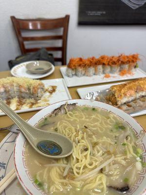 Got the ramen soup, and honestly I don't remember the sushi rolls