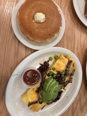 Poblano omelette w/ pancakes