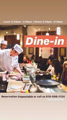 We are open for dine in now! Please make a reservation!