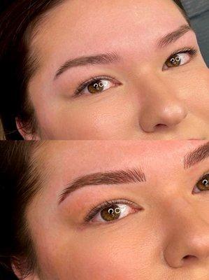 Before and after microblading