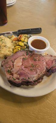 Prime Rib, Mashed Potato's and Mixed Vegetables.