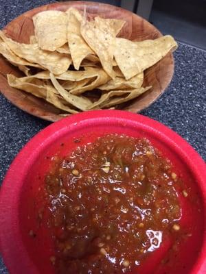 Chips and salsa served with your meal
