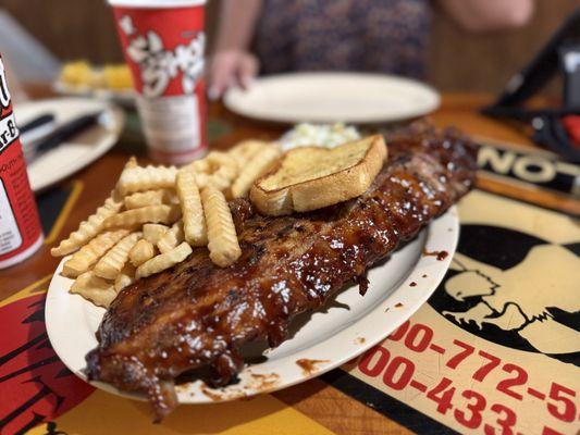 Baby Back ribs with fries and Cole slaw