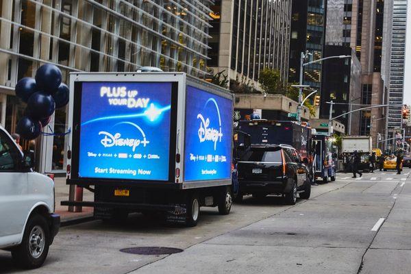 LED Mobile Billboard Truck provided by American Guerilla Marketing. Disney Campaign