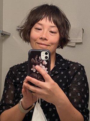 French bob with a baby curtain bang