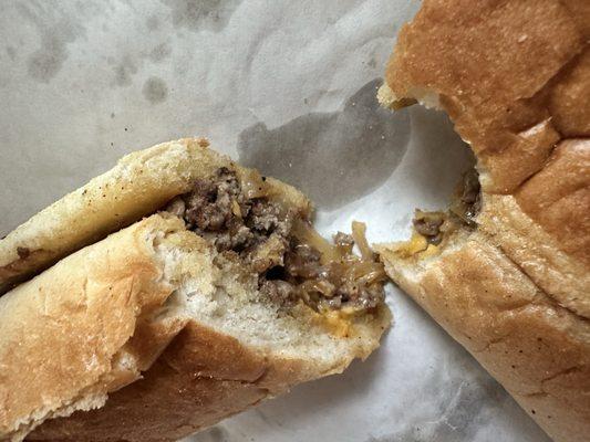 Philly Cheesesteak with onions and cheese