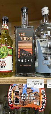 They have the new Red Rocks Vodka! It's really good and really smooth, lol just like it says there!!