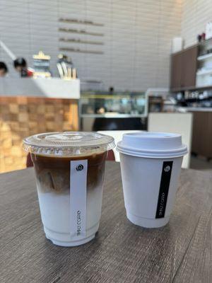 Iced latte and oolong cappuccino