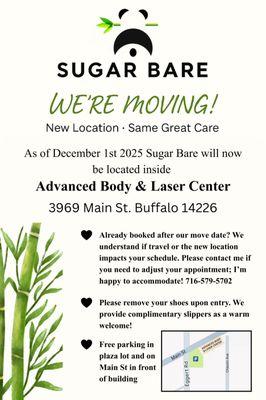 As of 12/1/25 Sugar Bare has moved to 3969 Main St. Amherst, NY 14226