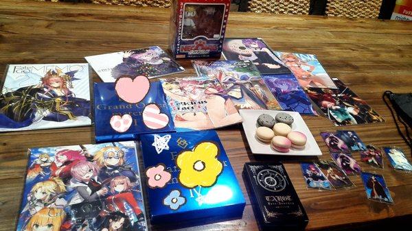 Ignore the macarons & material books. This is our Type Moon haul.