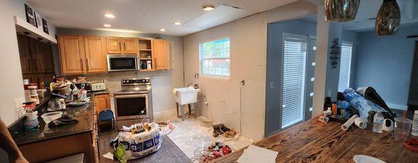 after they made drywall and mold remediation repairs