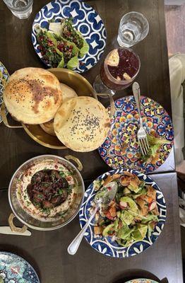 Fattoush Salad, Hummos Kabab, Zesty Tabbouleh Salad